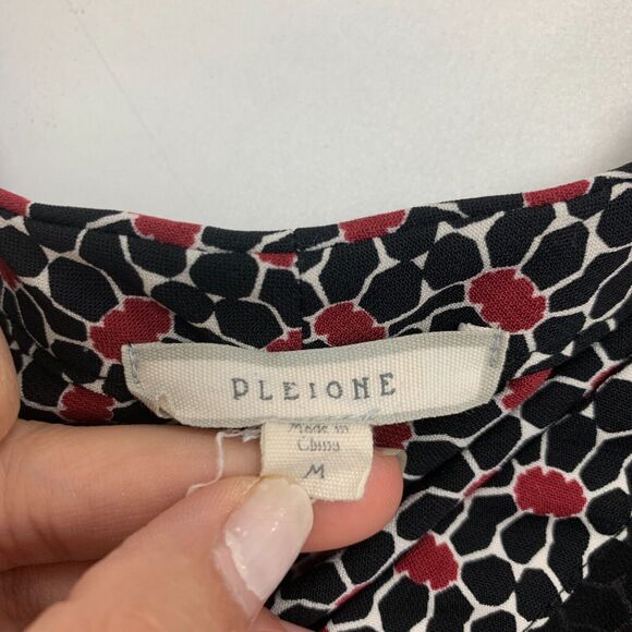 Pleione Blouse Womens M Medium Sheer Panel V Neck Lightweight Micro Pattern Tank - Picture 7 of 11